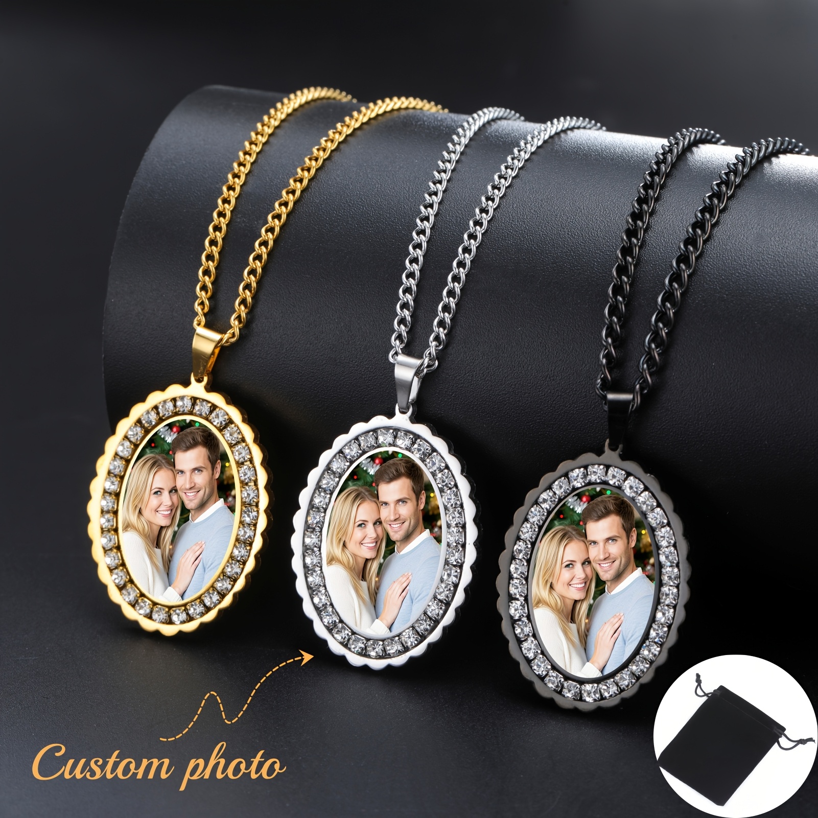 Personalized Photo Necklace, Custom Round Pendant Gift